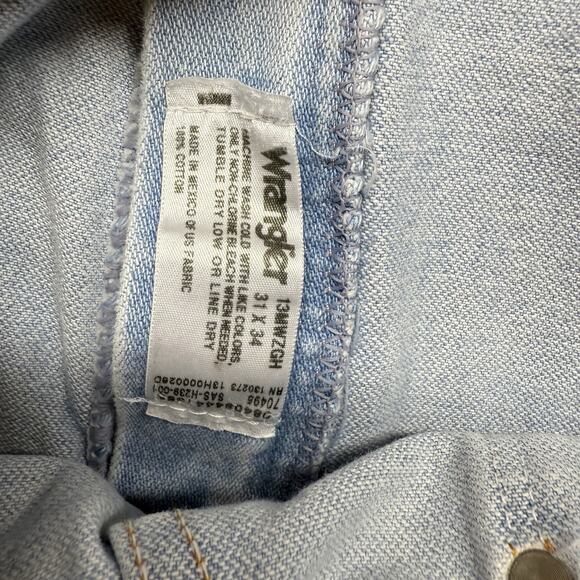 Vintage Wrangler Fits 30x33 Blue Light Wash Cowboy Rancher Straight Western Y2K - Picture 12 of 13